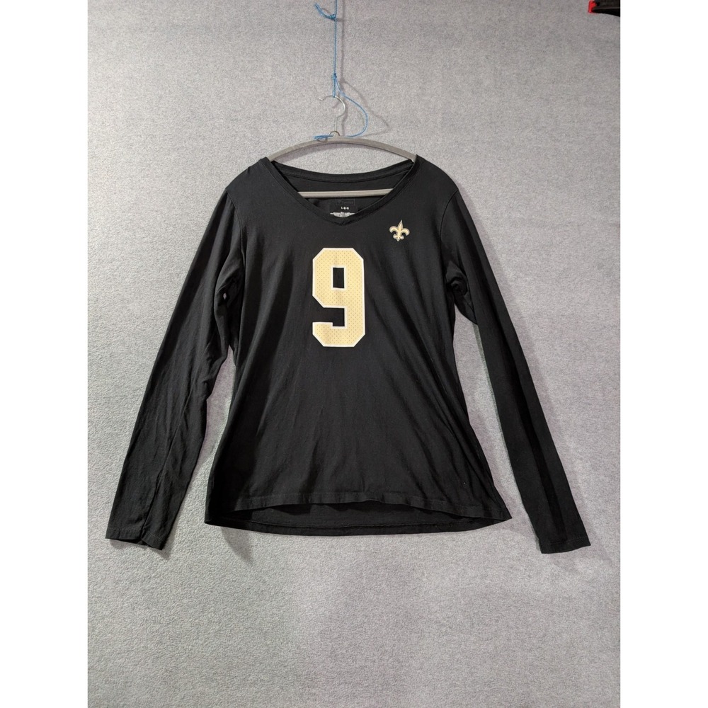 New Orleans Saints Drew Brees #9 Womens Long Sleeve Shirt Black‎ Size Large